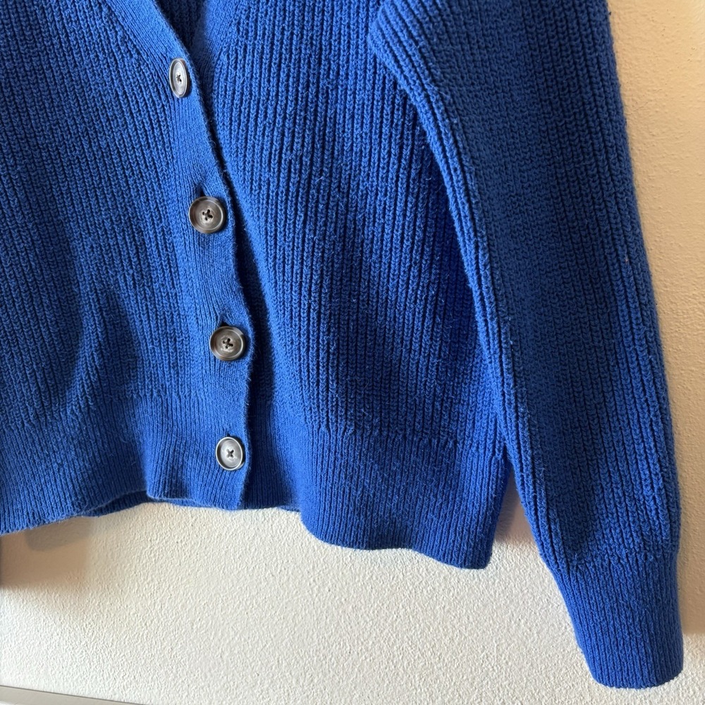 Old Navy Linen Cotton Blend Cardigan Blue V-neck Button Front‎ Sweater Women's M - Picture 8 of 12